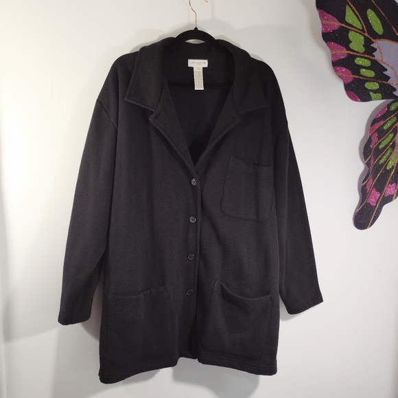 2X Jones New York Cozy Soft Jacket Long Coat Charcoal Gray Pockets Button Down - Picture 14 of 14